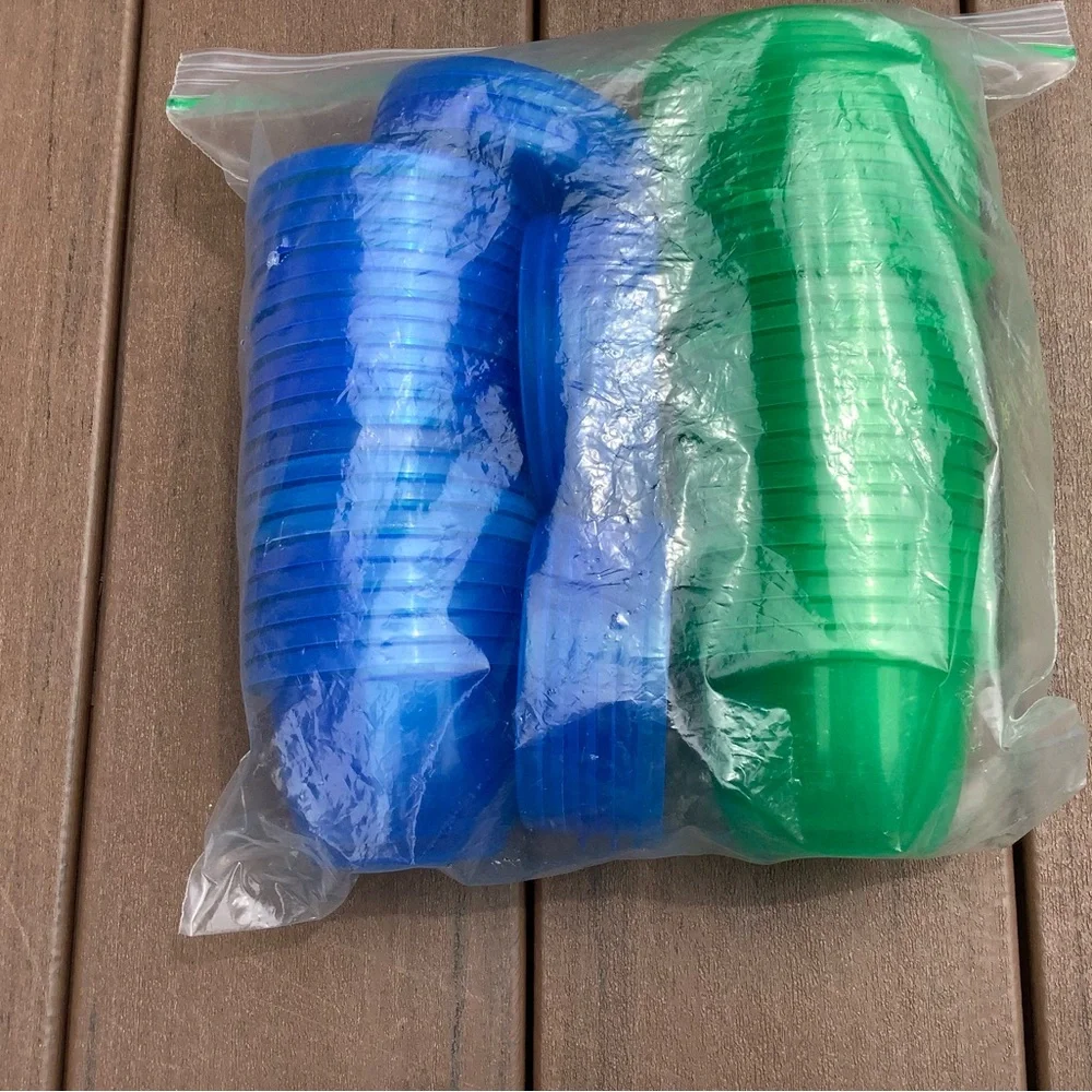 Set of Blue and Green Plastic Cups